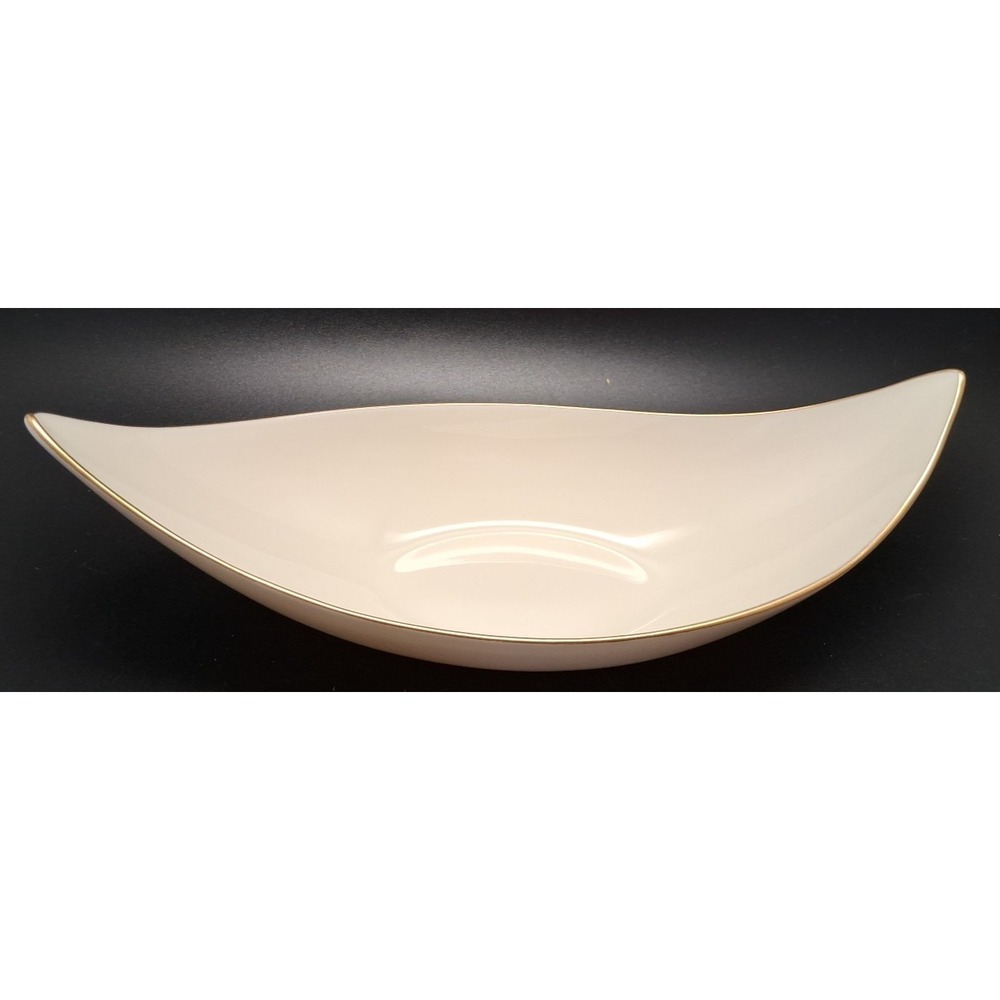 Lenox Olympia Gold Accented Centerpiece‎ Porcelain Dish 3.75x8.75" - USA